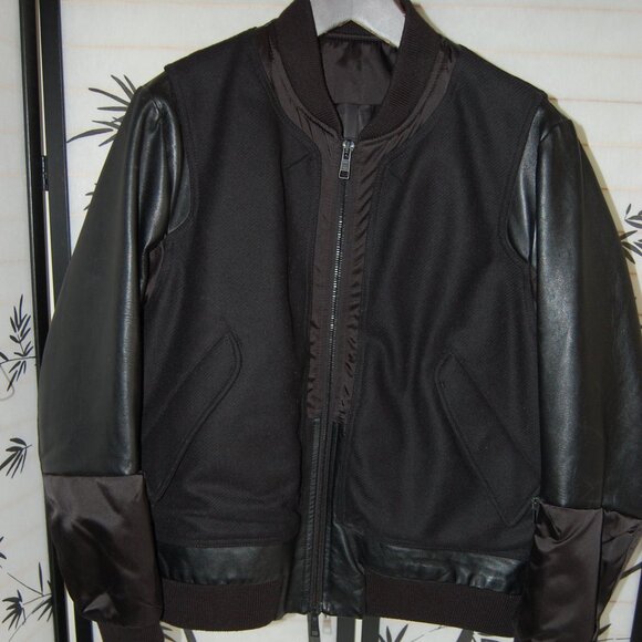 M🔥 TIM COPPENS Men Leather & Wool Biker Riding Moto Bomber jacket - Picture 1 of 12